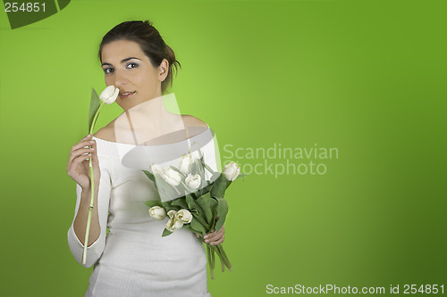 Image of Woman with Tulips