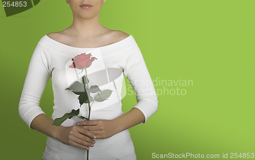 Image of Woman with a red rose