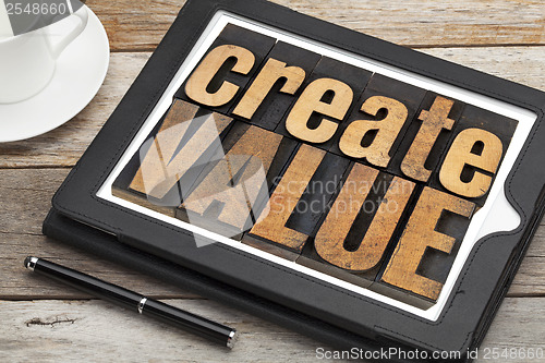 Image of create value on digital tablet