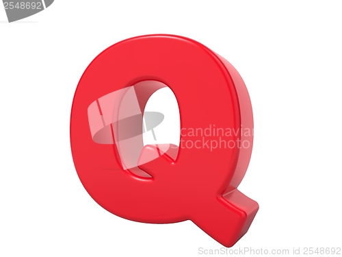 Image of Red 3D Letter Q.