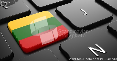 Image of Lithuania - Flag on Button of Black Keyboard.