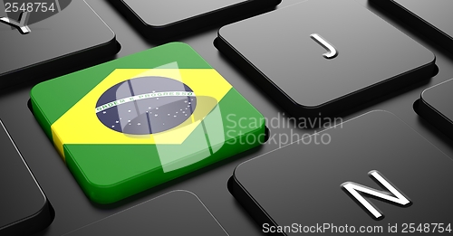 Image of Brazil - Flag on Button of Black Keyboard.