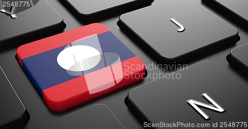 Image of Laos - Flag on Button of Black Keyboard.