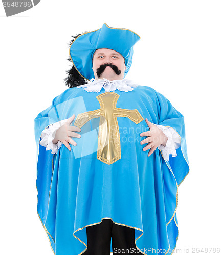 Image of Musketeer in turquoise blue uniform