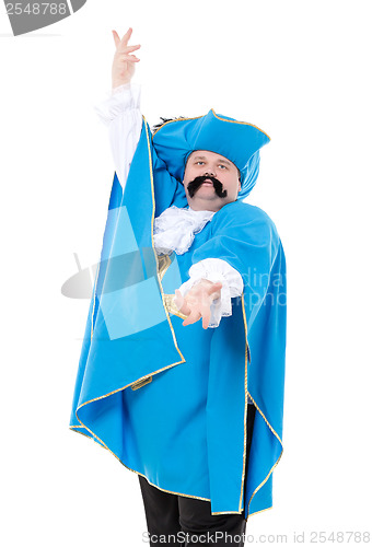 Image of Musketeer in turquoise blue uniform