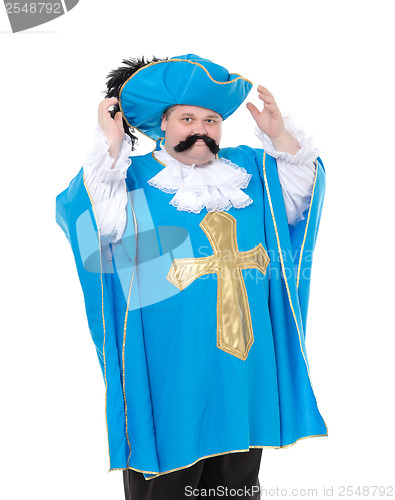 Image of Musketeer in turquoise blue uniform