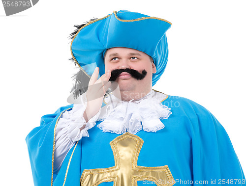 Image of Musketeer in turquoise blue uniform