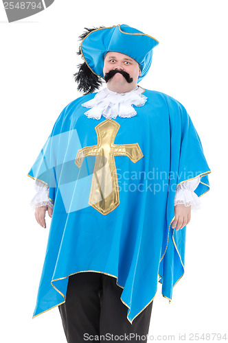 Image of Musketeer in turquoise blue uniform