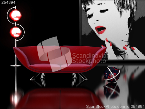 Image of Modern interior in black and red