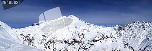 Image of Panoramic view on mount Elbrus and off-piste slope