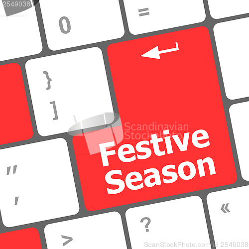 Image of festive season button on modern internet computer keyboard key
