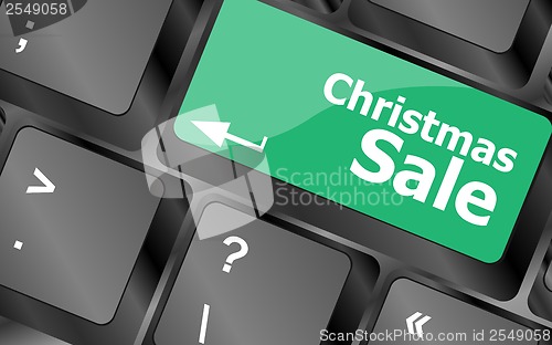 Image of christmas sale on computer keyboard key button