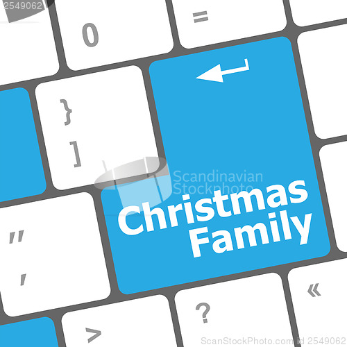 Image of christmas family message button, keyboard enter key