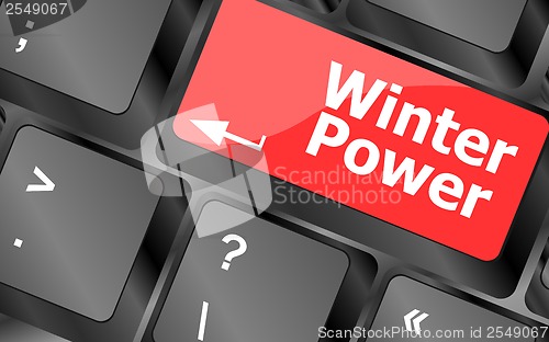 Image of winter power on computer keyboard key button