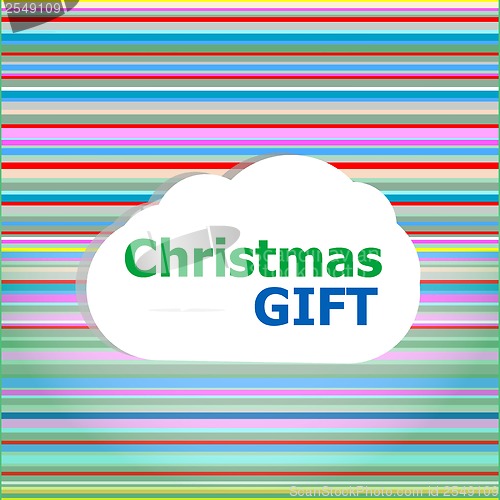 Image of Christmas invitation card, christmas gift word on abstract cloud