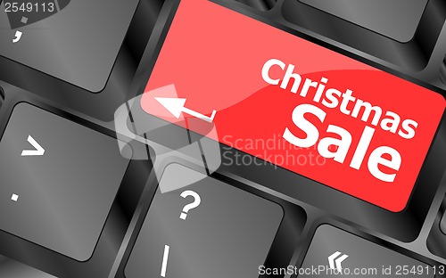 Image of christmas sale on computer keyboard key button