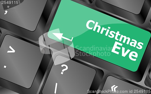 Image of christmas eve message button, keyboard enter key