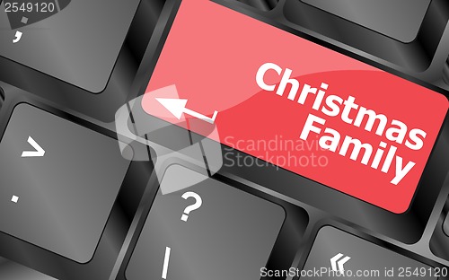 Image of christmas family message button, keyboard enter key