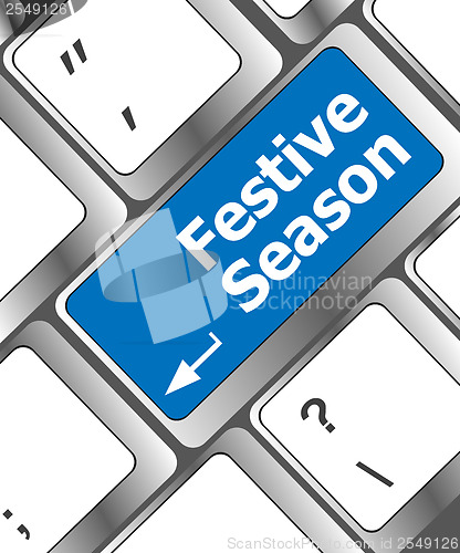 Image of festive season button on modern internet computer keyboard key