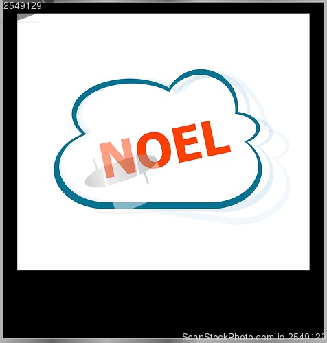 Image of noel word on cloud, isolated photo frame