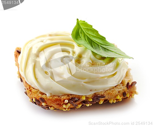 Image of bread with melted cream cheese