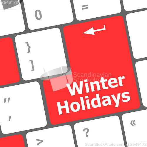 Image of Computer keyboard key with winter holidays words