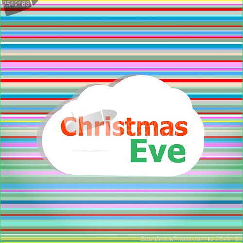 Image of Christmas invitation card, christmas eve word on abstract cloud