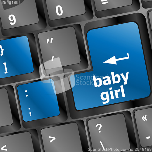 Image of Keyboard with baby girl word on computer button