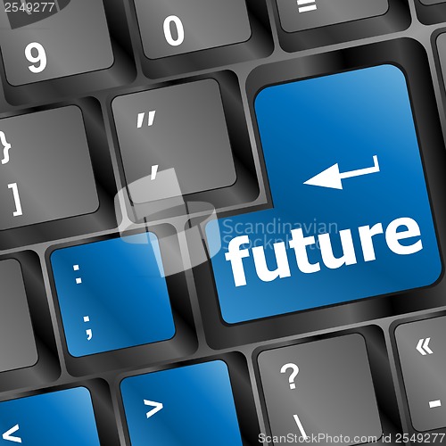 Image of future key or keyboard showing forecast or investment concept