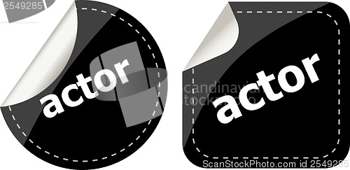 Image of actor black stickers set, icon button