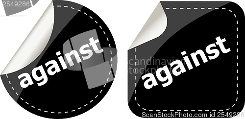 Image of against stickers set on white, icon button