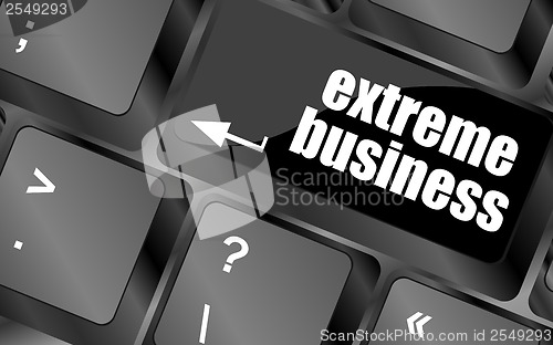 Image of extreme business words, message on enter key of keyboard
