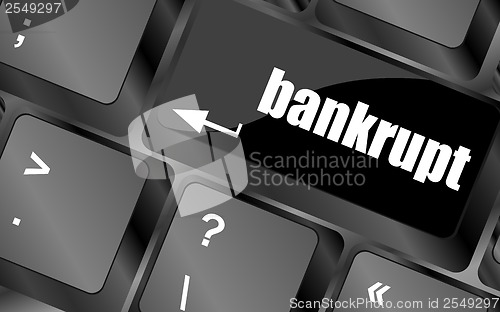 Image of A keyboard with key reading bankrupt, business concept