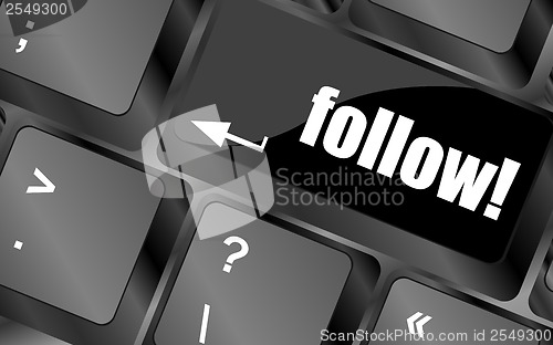 Image of Social media or social network concept: Keyboard with follow button