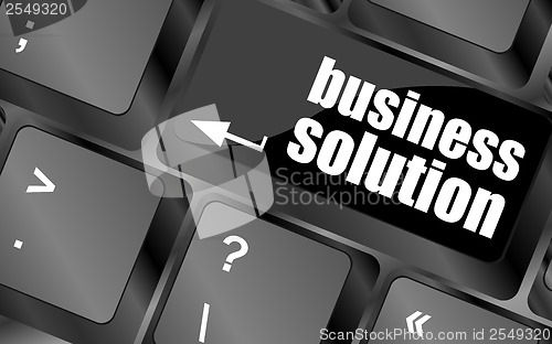 Image of Computer keyboard with business solution key. business concept