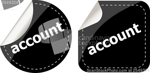 Image of account black stickers set, icon button