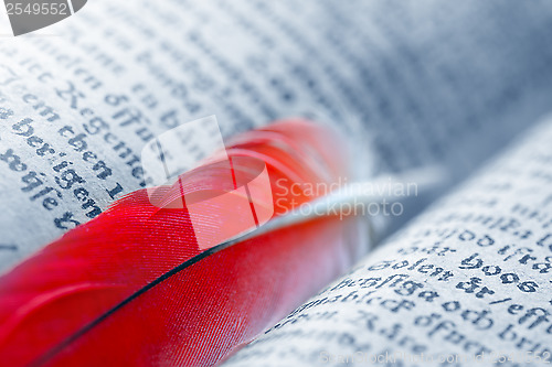 Image of 	Old Message Book with feather