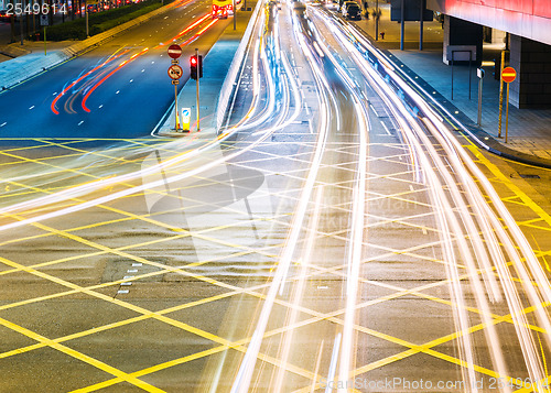 Image of Road in city light trails