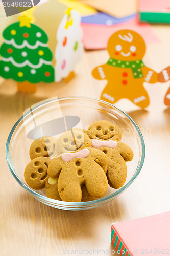 Image of Gingerbread cookies and xmas decoration
