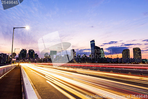 Image of Seoul city with car light