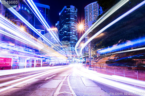 Image of Hong Kong city with traffic trail