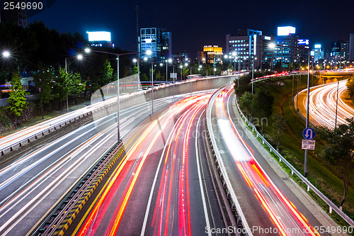 Image of Seoul with highway at night