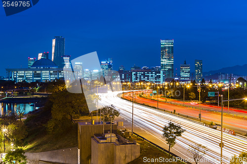 Image of Seoul city with traffic trail