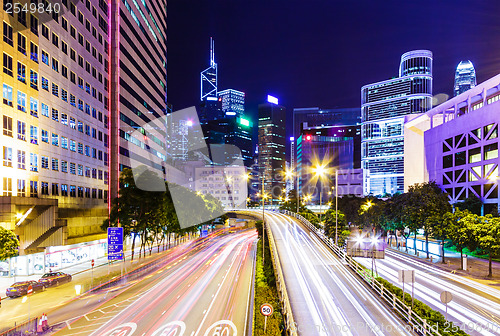 Image of Traffic in Hong Kong at night