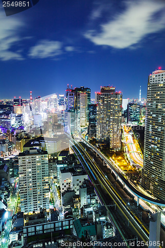 Image of Cityscape in Tokyo at night 