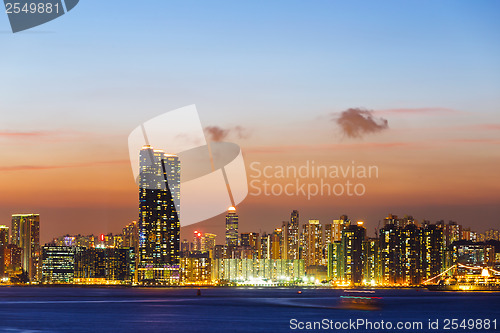 Image of Urban city in Hong Kong at night 