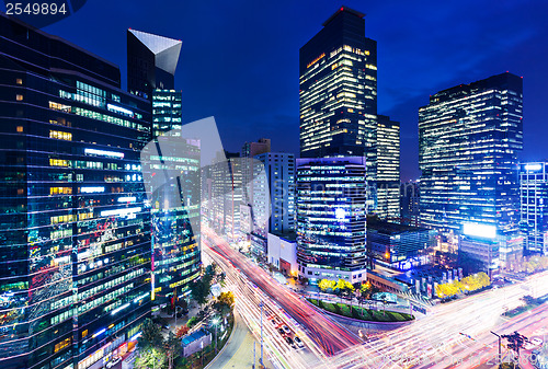 Image of Gangnam district in Seoul at night 