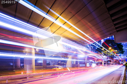 Image of Traffic trail in Hong Kong at night 