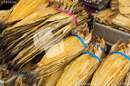 Image of Traditional salty fish in market