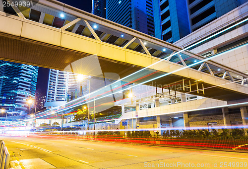 Image of Traffic trail in Hong Kong at night